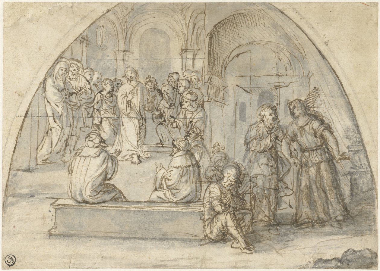 Tolv år med Kristus i templet og Peters befrielse av Boccaccio Boccaccino (attributed to)