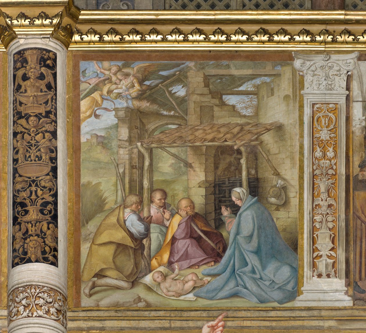 Central Aave, Fourth North Span, Adoration of the Shepherds, Boccaccio Boccaccino 1516-17 av Boccaccio Boccaccino