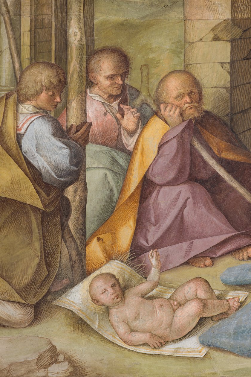 Central Nave, Fourth North Span, Adoration of the Shepherds, Boccaccio Boccaccino 1516-17, Detalj av Boccaccio Boccaccino