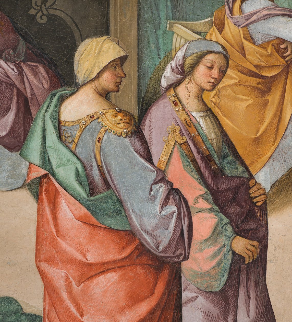 Central Nave, Second North Span, Jomfruens fødsel, Boccaccio Boccaccino 1514-15, detalj av Boccaccio Boccaccino