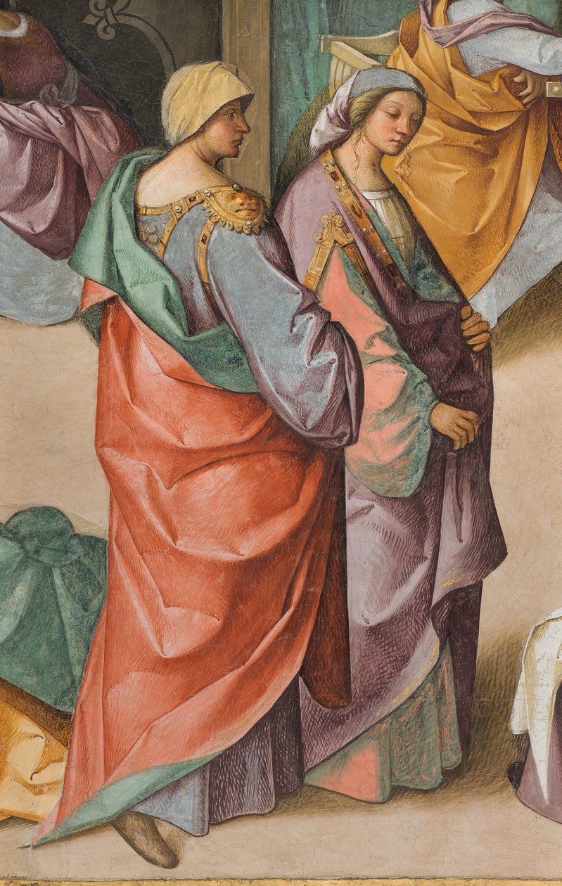 Central Nave, Second North Span, Jomfruens fødsel, Boccaccio Boccaccino 1514-15, detalj av Boccaccio Boccaccino