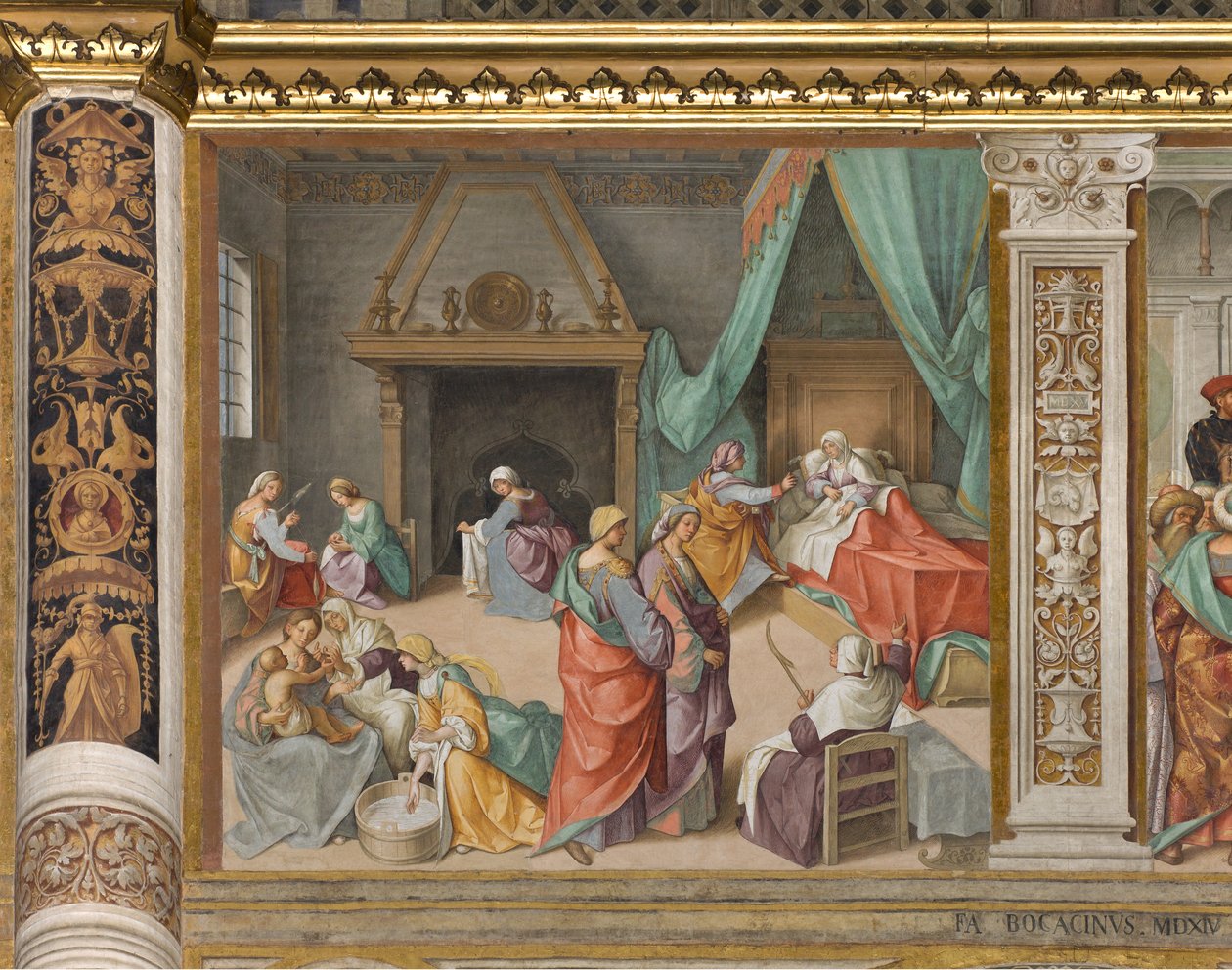 Central Nave, Second North Span, Jomfruens fødsel, Boccaccio Boccaccino 1514-15 av Boccaccio Boccaccino
