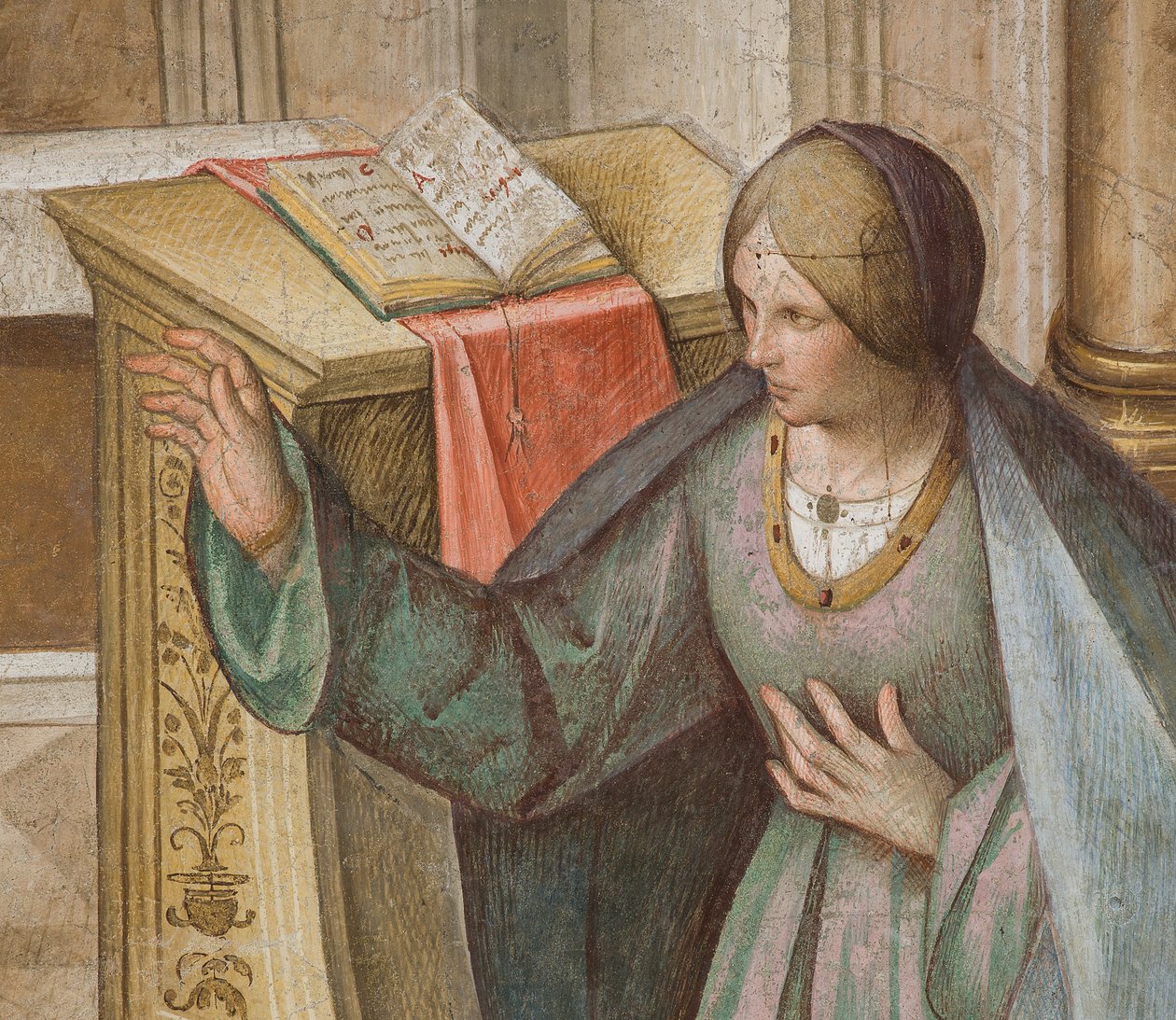 Central Nave, Third North Span, Annunciation, Boccaccio Boccaccino 1516-17, Detail av Boccaccio Boccaccino
