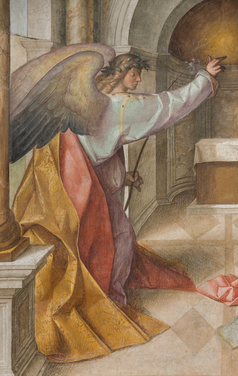 Central Nave, Third North Span, Annunciation, Boccaccio Boccaccino 1516-17, Detail av Boccaccio Boccaccino