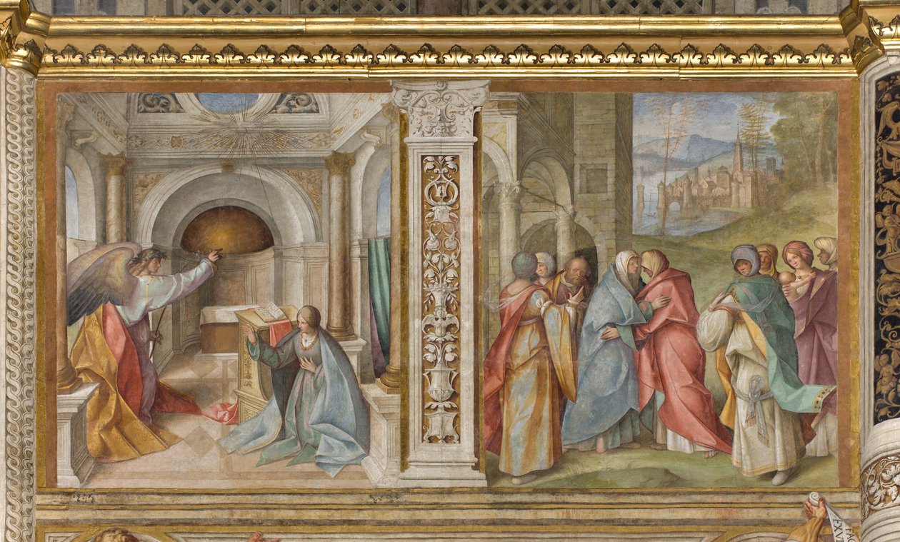 Central Nave, Third North Span, Annunciation, Visitation, Boccaccio Boccaccino 1516-17 av Boccaccio Boccaccino