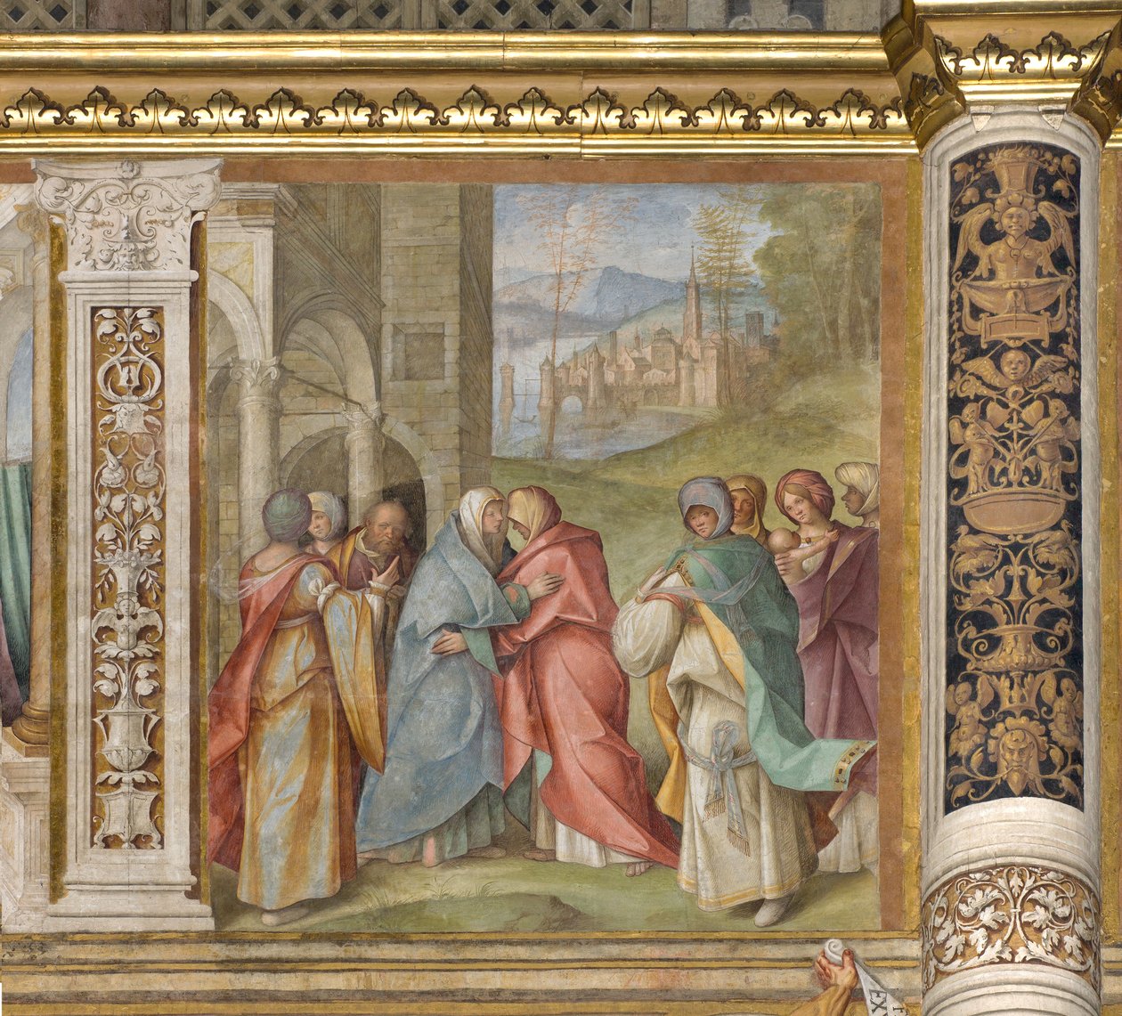 Central Nave, Third North Span, Visitation, Boccaccio Boccaccino 1516-17 av Boccaccio Boccaccino