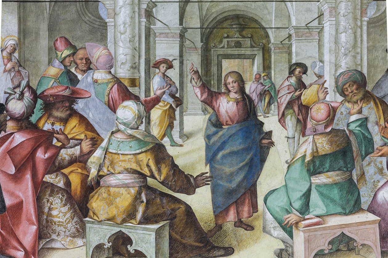 Jesus blant de skriftlærde av Boccaccio Boccaccino