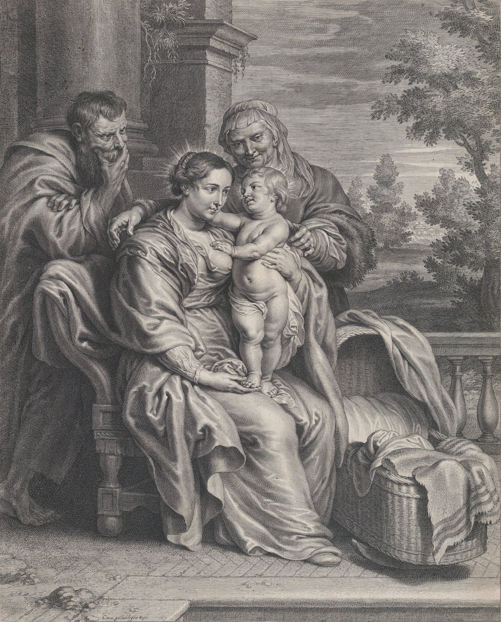 Den hellige familie med Saint Anne, ca. 1625-35. av Boetius Adams Bolswert