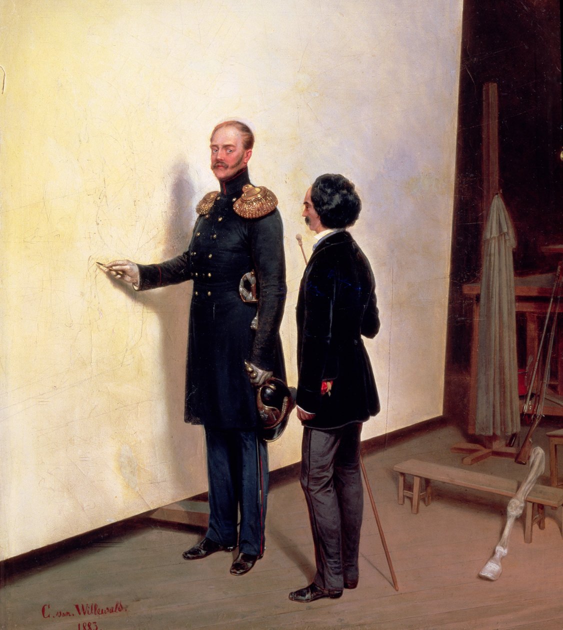 Tsar og kunstner - Nikolay I (1796-1855) i kunstnerens Atelier, 1883 av Bogdan Pavlovich Villeval