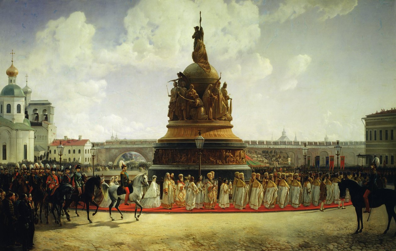 Innvielsen av monumentet til Russlands tusenårsrike i Novgorod i 1862, 1864 av Bogdan Willewalde
