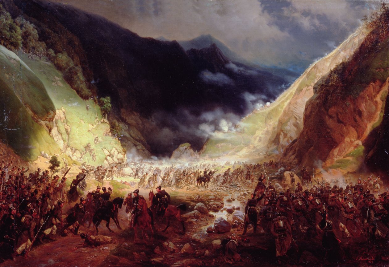 Slaget ved Rotenturm canyon, 1871 av Bogdan Willewalde