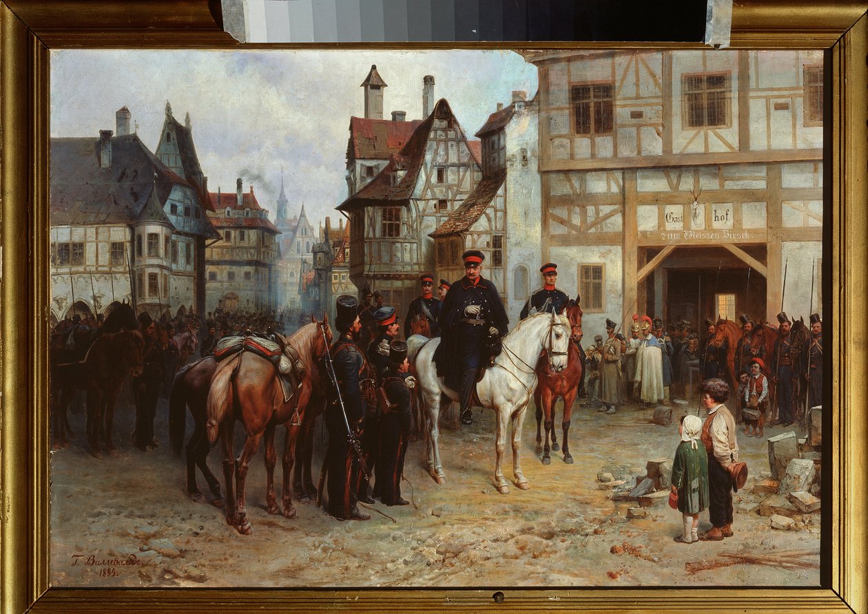 General Gebhard Leberecht von Blucher (1742-1819) med kosakkene i Bautzen (Tyskland) av Bogdan Willewalde