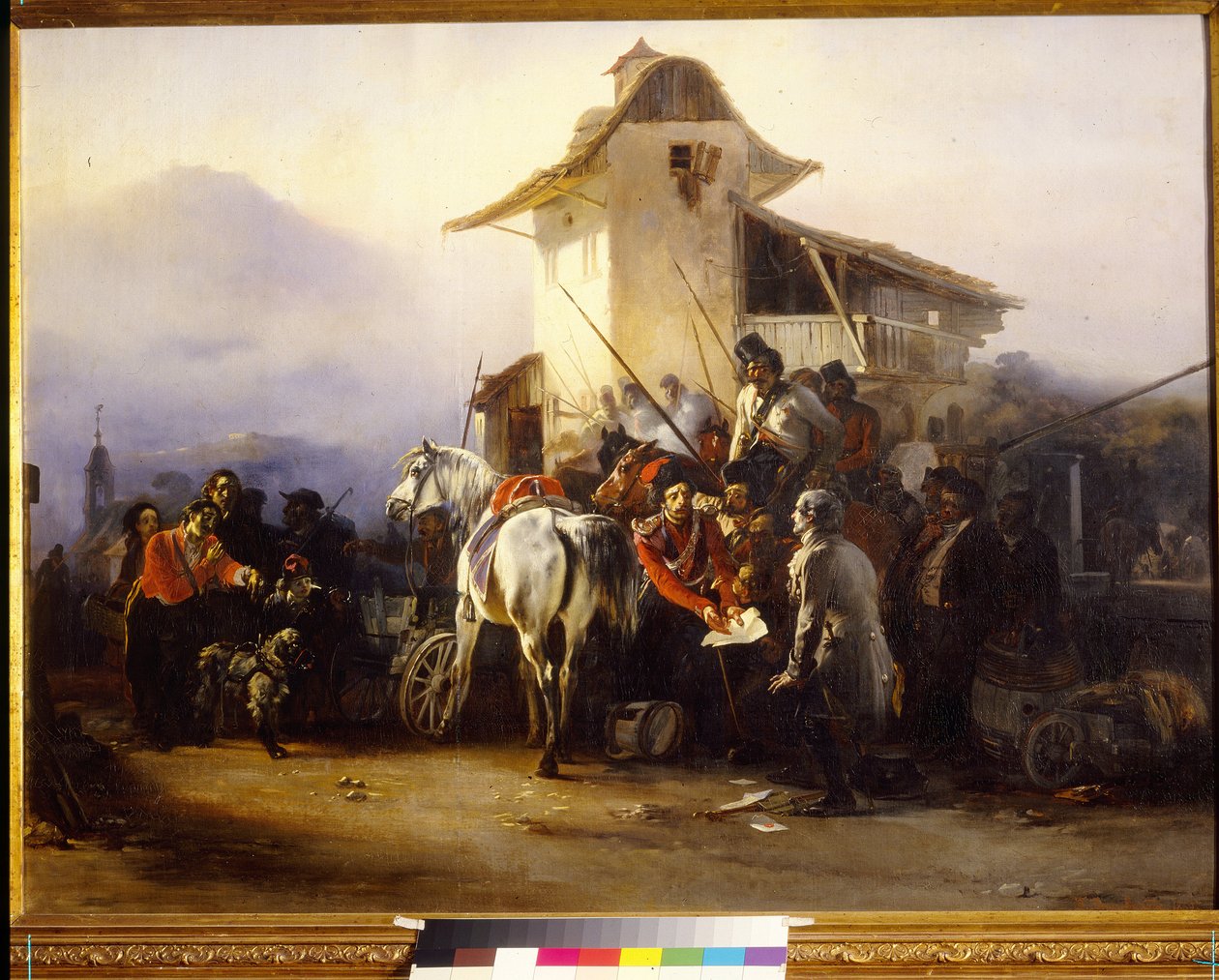 Arrestasjonen av en spion. Maleri av Gottfried (Bogdan Pavlovich) Willewalde (1818-1903), olje på lerret av Bogdan Willewalde