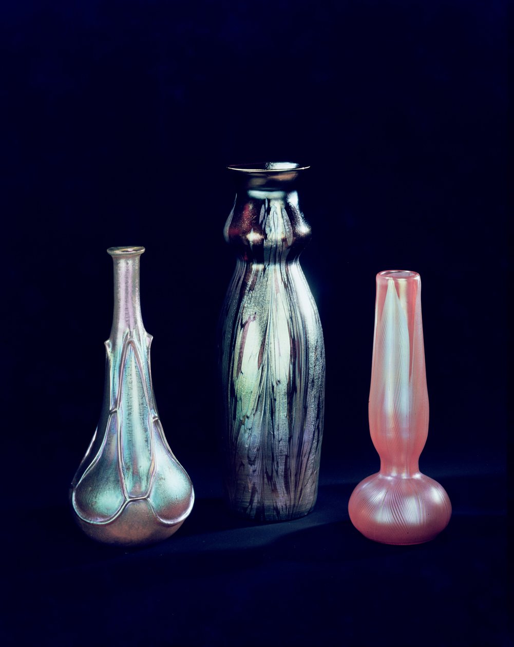 Samling vaser, evt. Loetz, c.1900 glass av Bohemian School