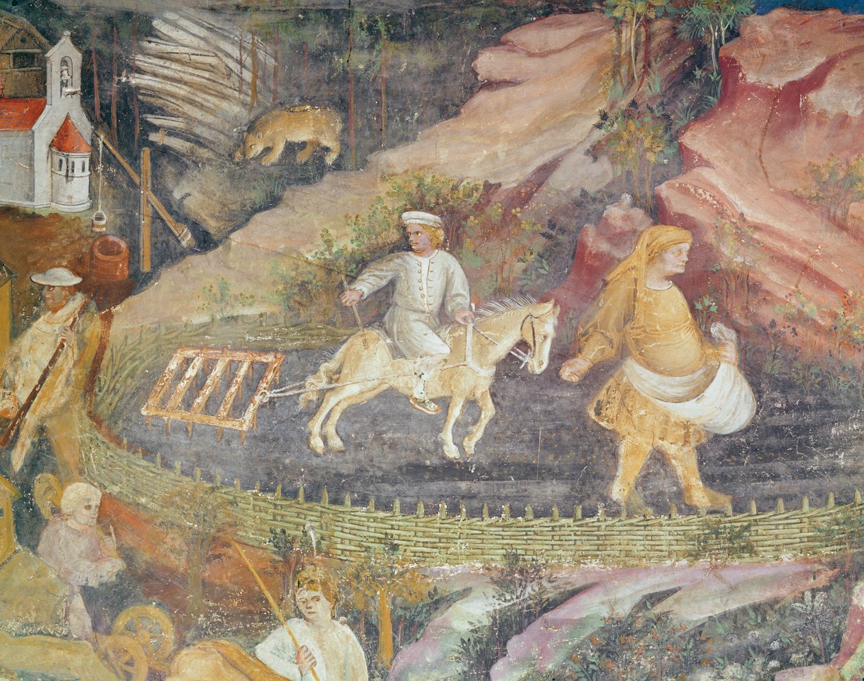 April måned, detalj om pløying, ca. 1400 av Bohemian School