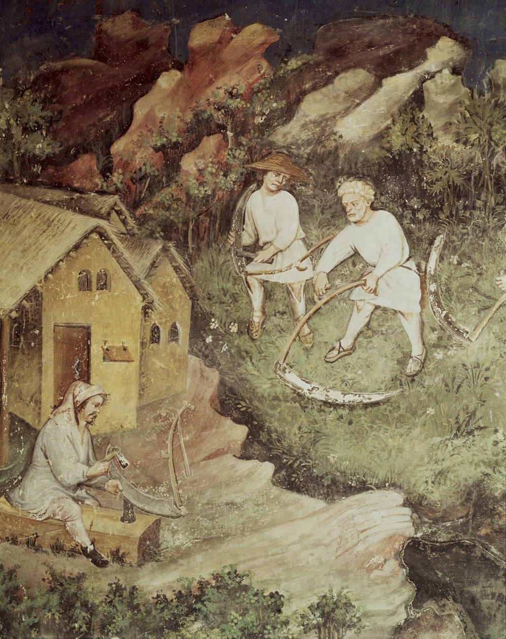 Juli måned, detalj om høsting, ca. 1400 av Bohemian School