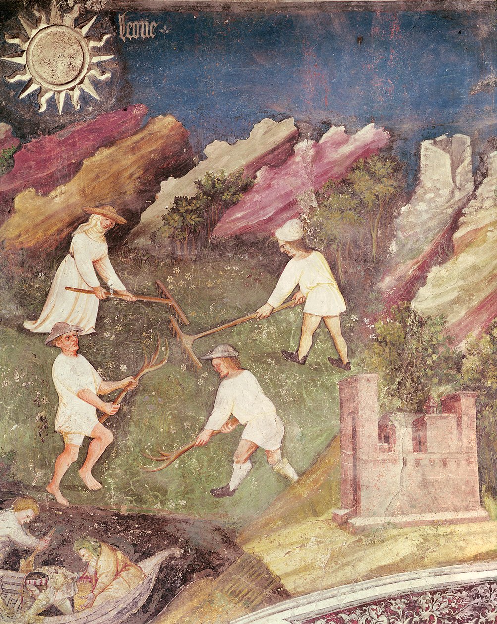 Juli måned, detalj av innhøstingen, ca. 1400 av Bohemian School