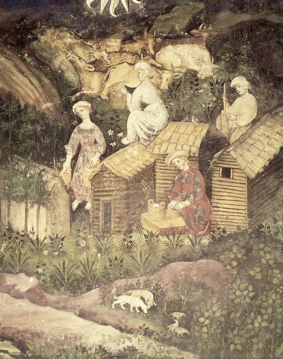 Juni måned, detalj om innsamling av honning, ca. 1400 av Bohemian School