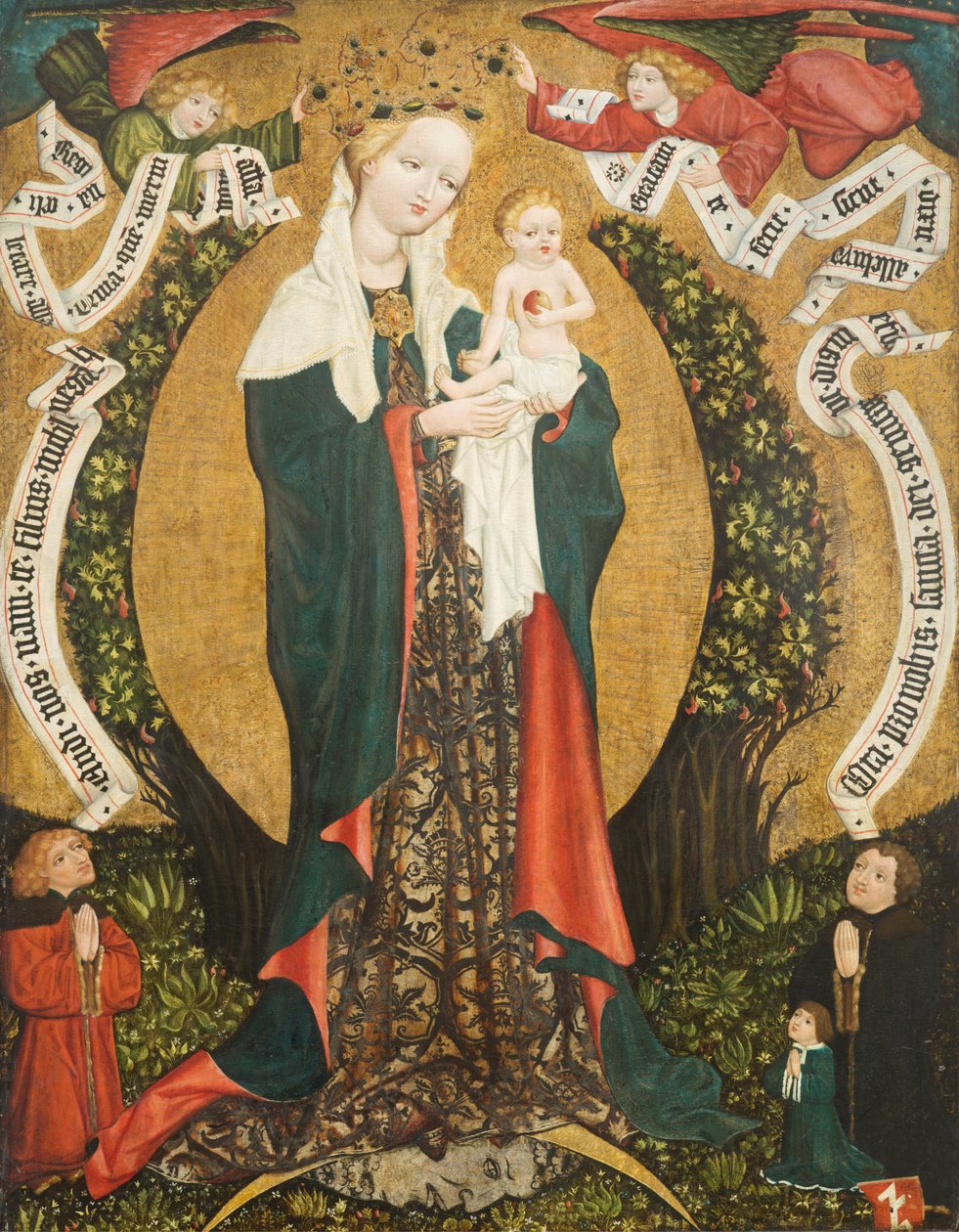 Jomfru og barn på en halvmåne fra Deštná, ca. 1450 (tempera på tre) av Bohemian School