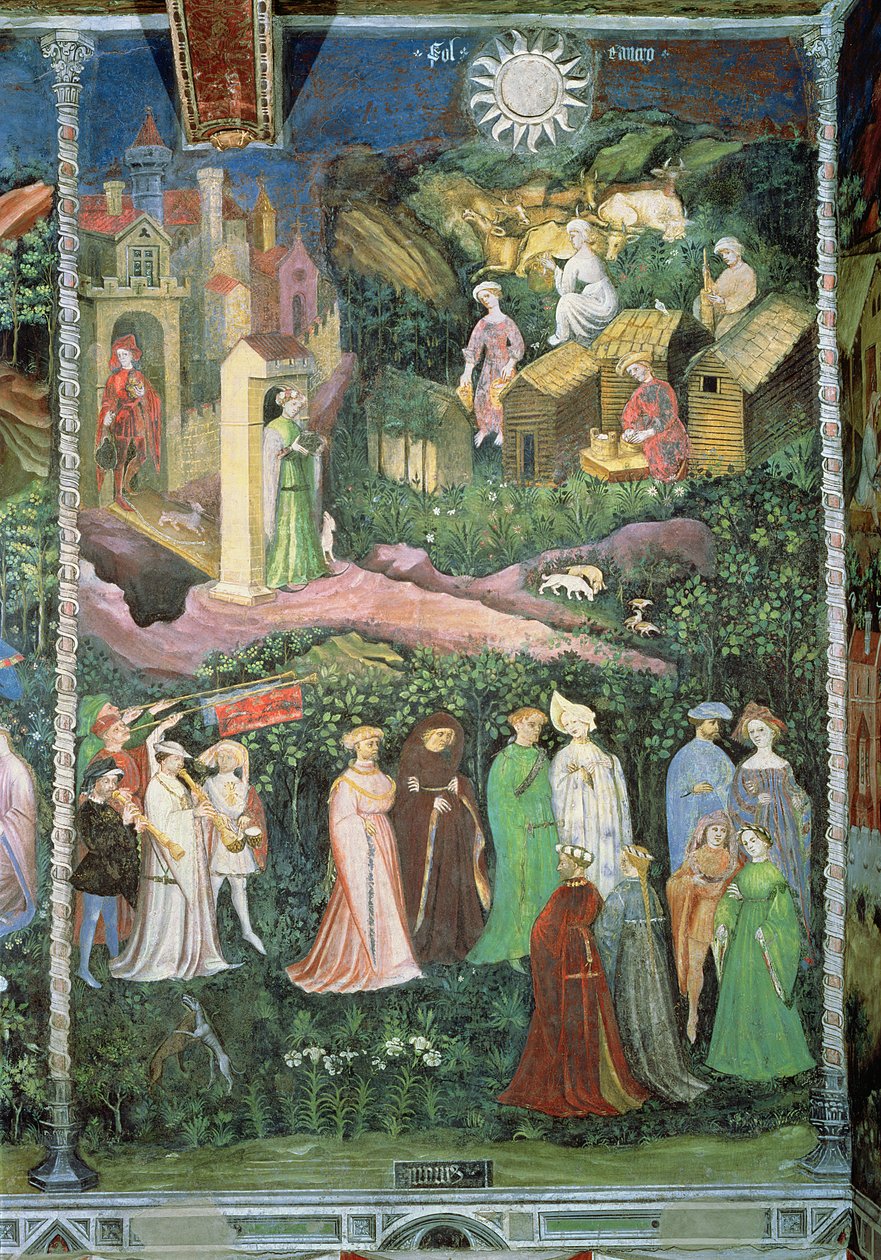 Juni måned, ca. 1400 (fresco) av Bohemian School
