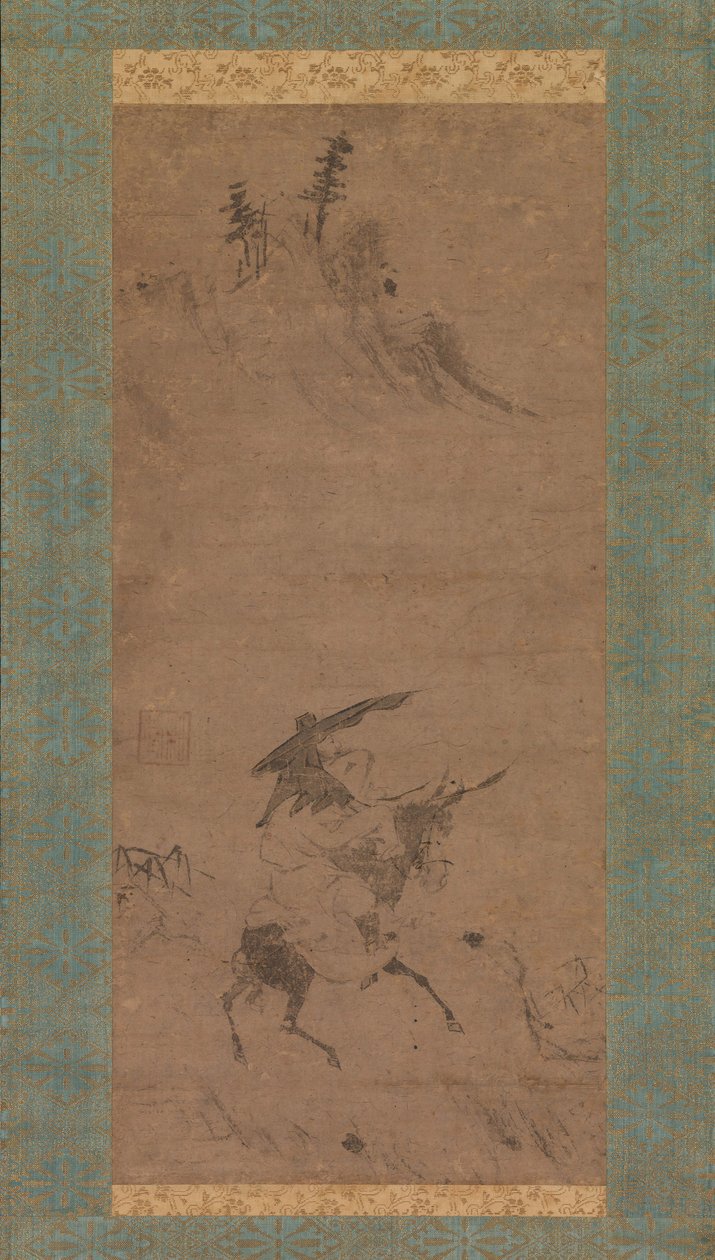 Su Shi Riding a Donkey, tidlig på 1400-tallet. av Bokudo Sojun