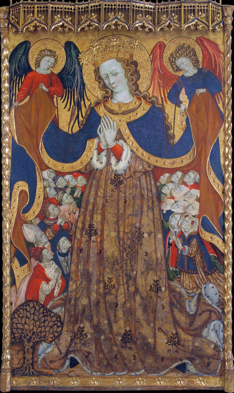 La Vierge de Misericorde - Peinture de Bonanat Zaortiga (actif 15eme siecle), tempera på tre (223x126,8 cm), rundt 1430 - Virgin of Mercy, Tempera på panel av Bonanat Zaortiga, ca 1430 - Museu Nacional d