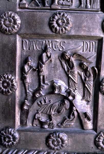 Panel som viser fødselen fra Porta di S. Ranieri i South Transept av Bonannus of Pisa