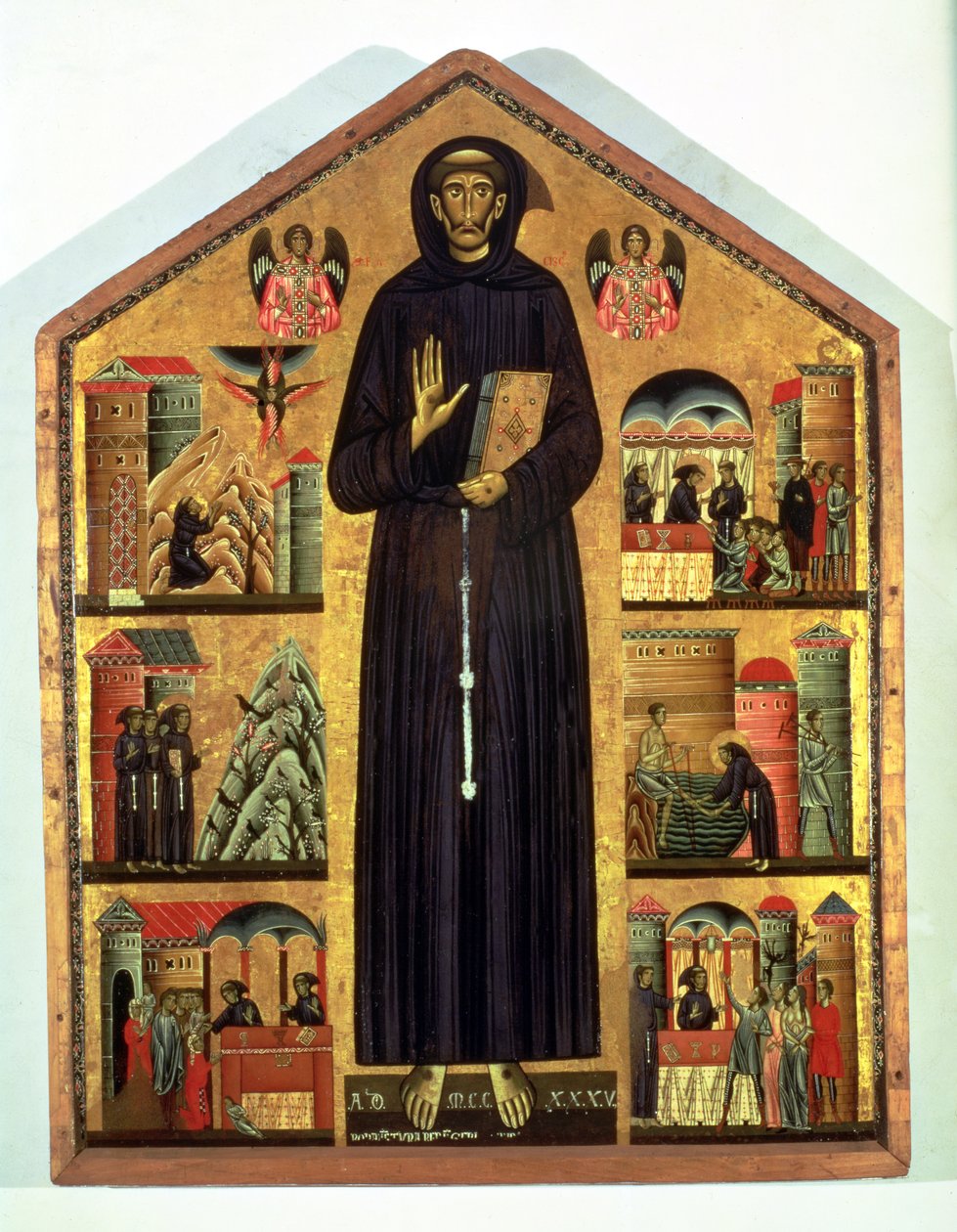 St. Frans av Assisi (ca. 1182-1226) med scener fra hans liv, 1235 (panel) av Bonaventura Berlinghieri