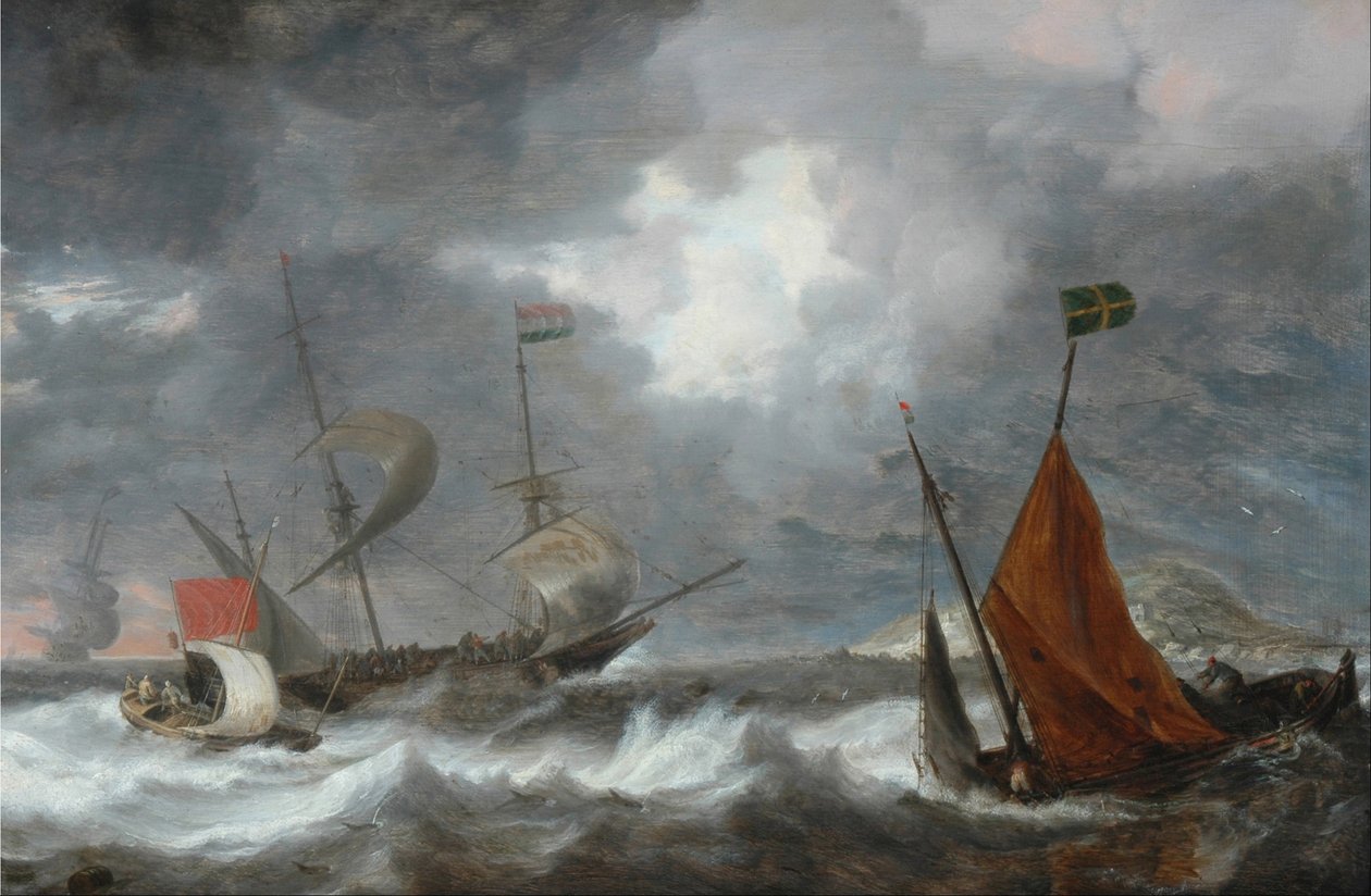 Havstorm med seilskip av Bonaventura I Peeters