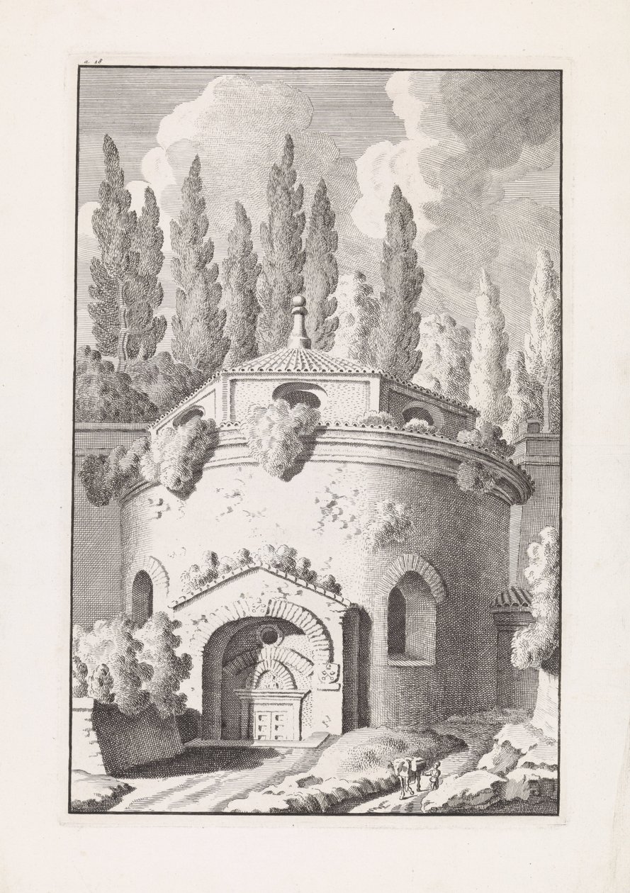Ruïne av et romersk rundt tempel Relikvier fra den gamle byen Roma (serietittel) av Bonaventura van Overbeek