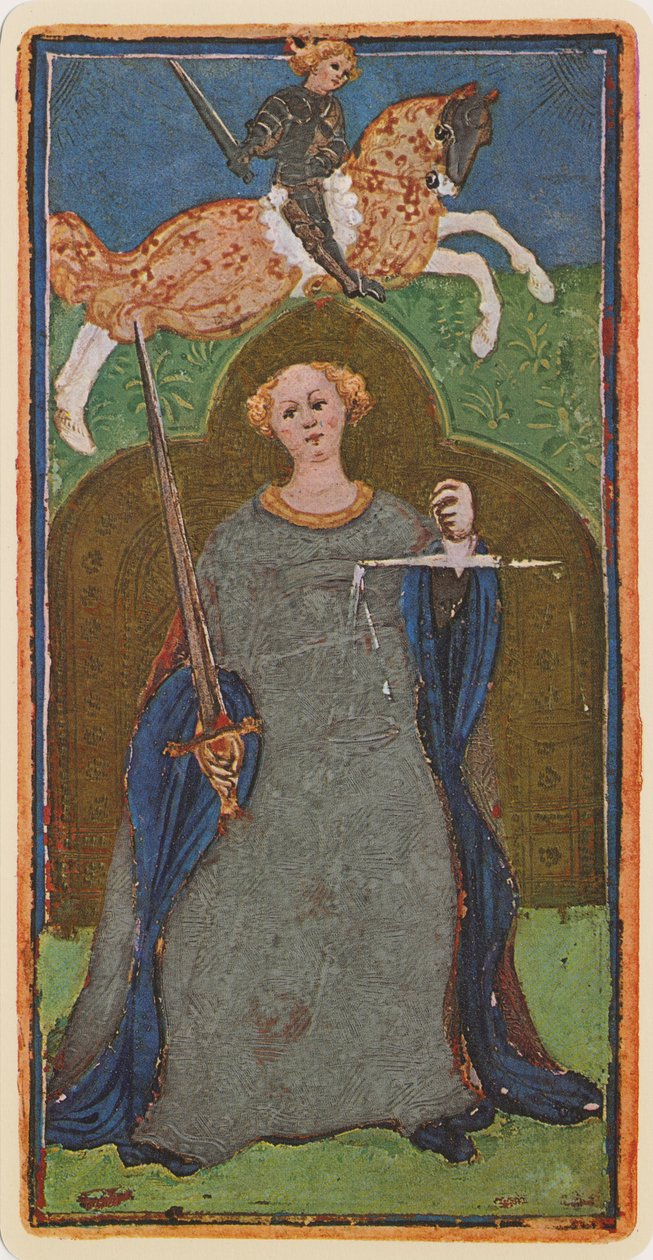 Justice, faksimile av et tarotkort fra 