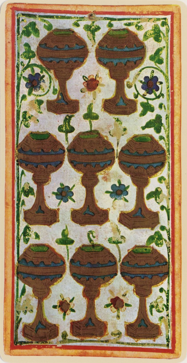 The Eight of Cups, faksimile av et tarotkort fra 