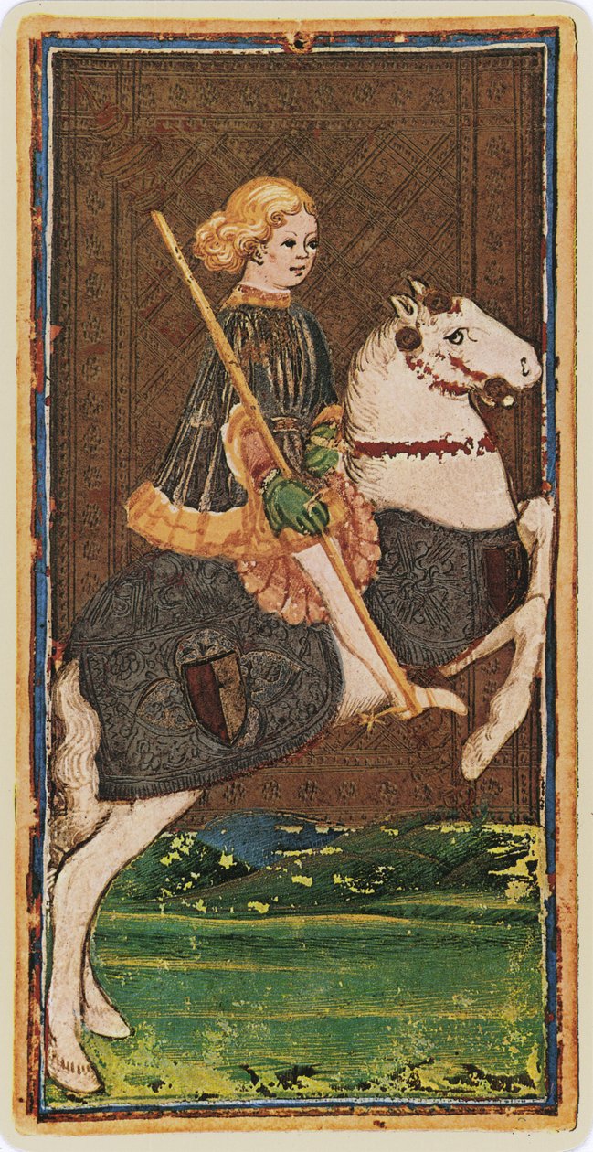 The Knight of Wands, faksimile av et tarotkort fra 