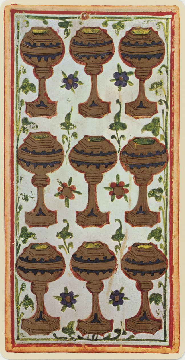 The Nine of Cups, faksimile av et tarotkort fra 