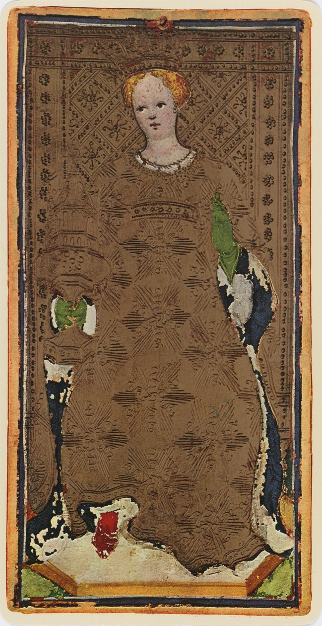 The Queen of Cups, faksimile av et tarotkort fra 
