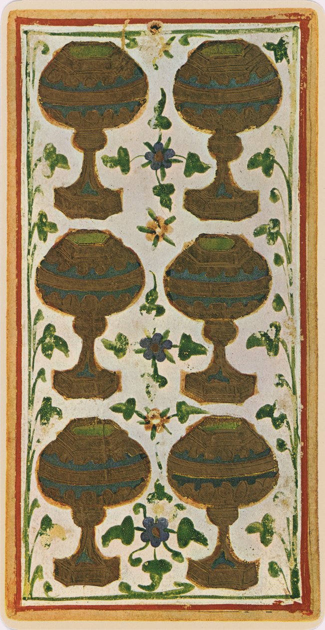 The Six of Cups, faksimile av et tarotkort fra 