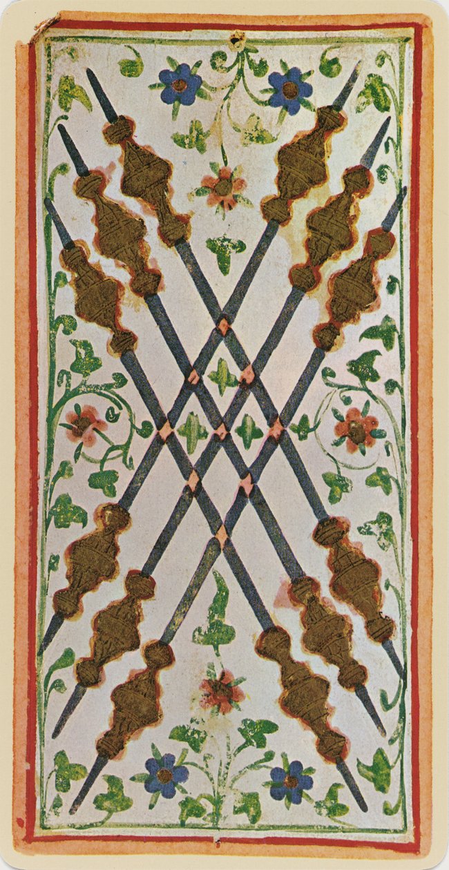 The Six of Wands, faksimile av et tarotkort fra 