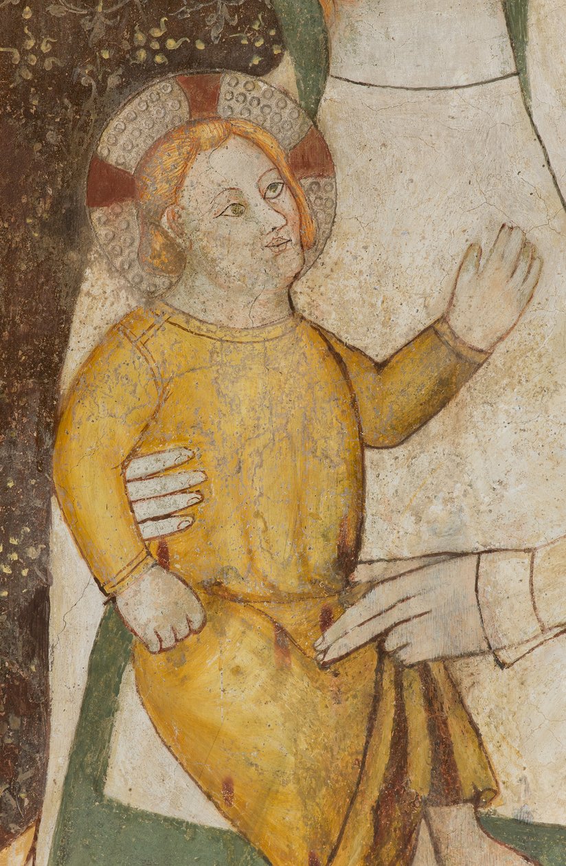 North Transept, St. Michael the Archangels alter, Bak altertavlen freskene av Bonifacio Bembo, Virgin and Child, Detail av Bonifacio Bembo