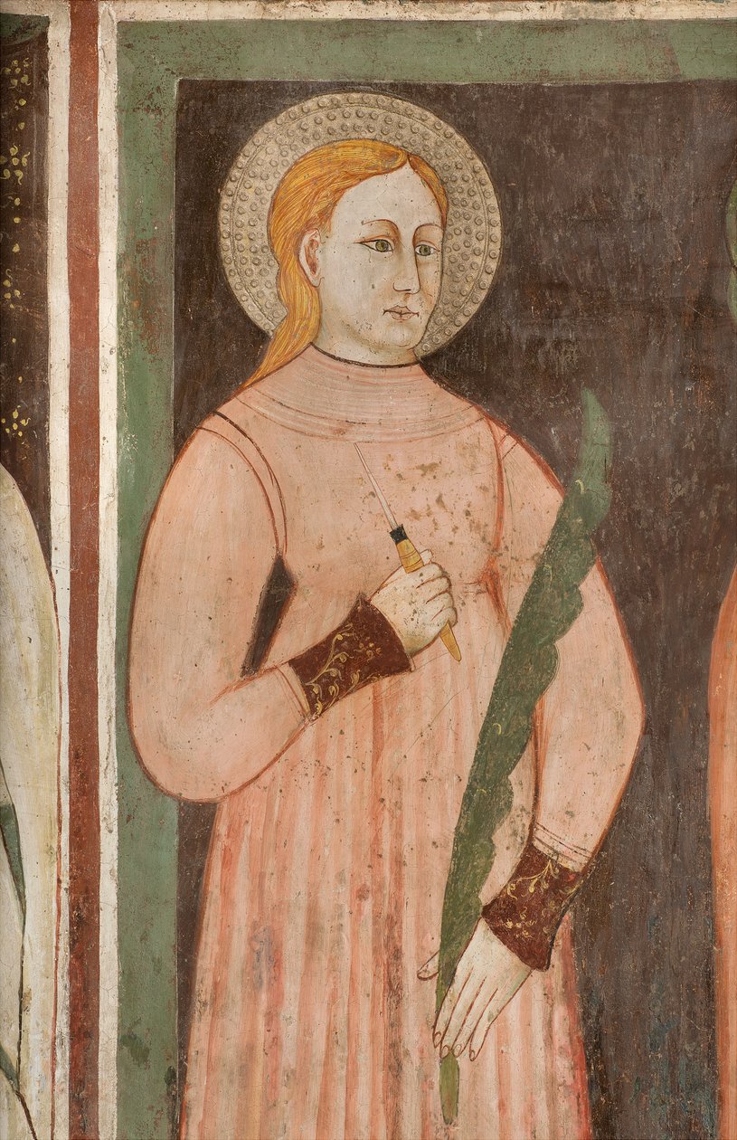 North Transept, alteret til St. Michael the Archangel, Bak altertavlen fresker av Bonifacio Bembo, Sant'Aquilina av Bonifacio Bembo