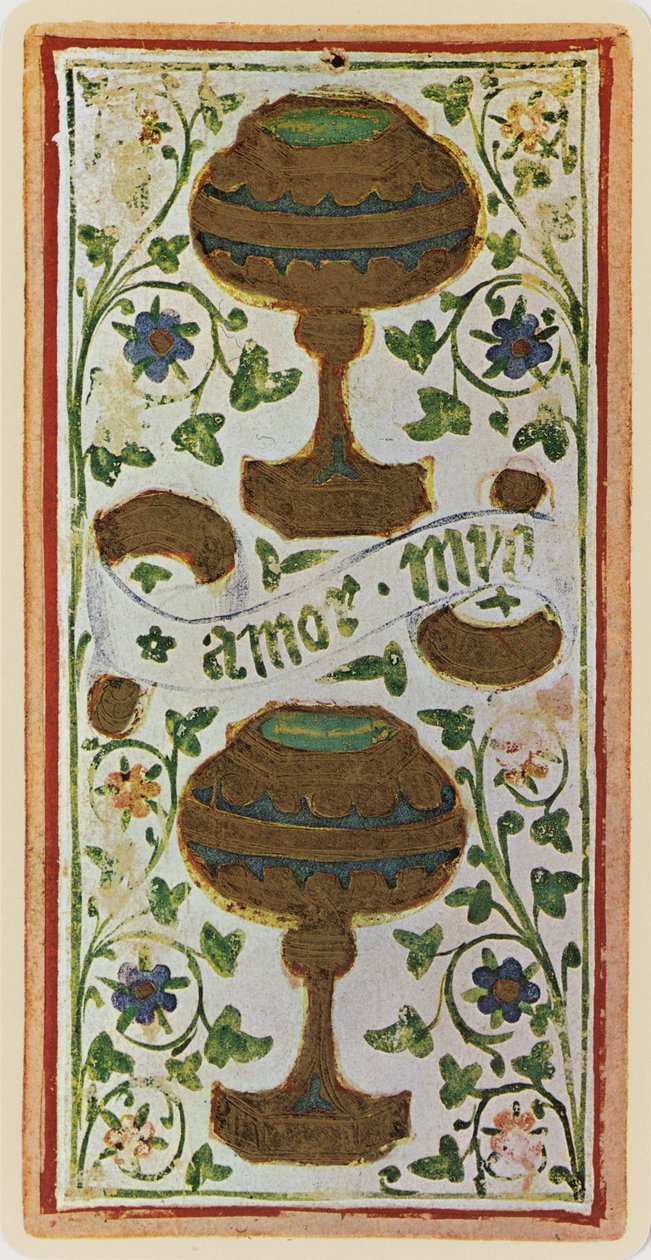 The Two of Cups, faksimile av et tarotkort fra 