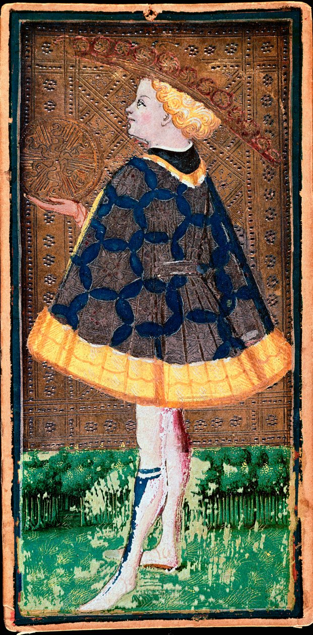 Valet de denier-kort. Kart over Tarot-spillet laget av Bonifacio Bembo (1420-1482) for Filippo Maria Visconti, ca 1440. Bergamo. Carrara Academy Gallery av Bonifacio Bembo