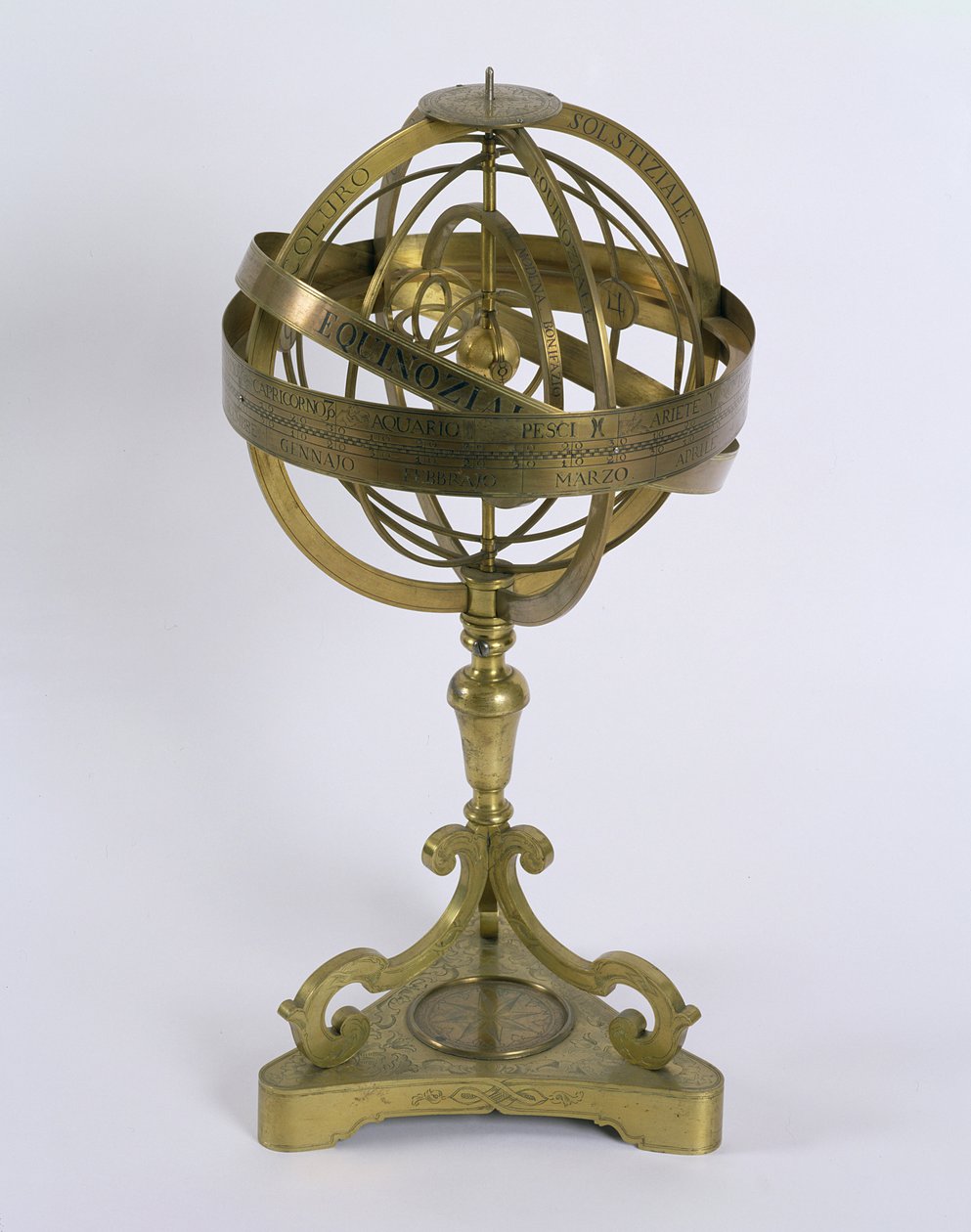 En armillarsfære av det kopernikanske systemet, 1764 (bronse) av Bonifazio Borsari