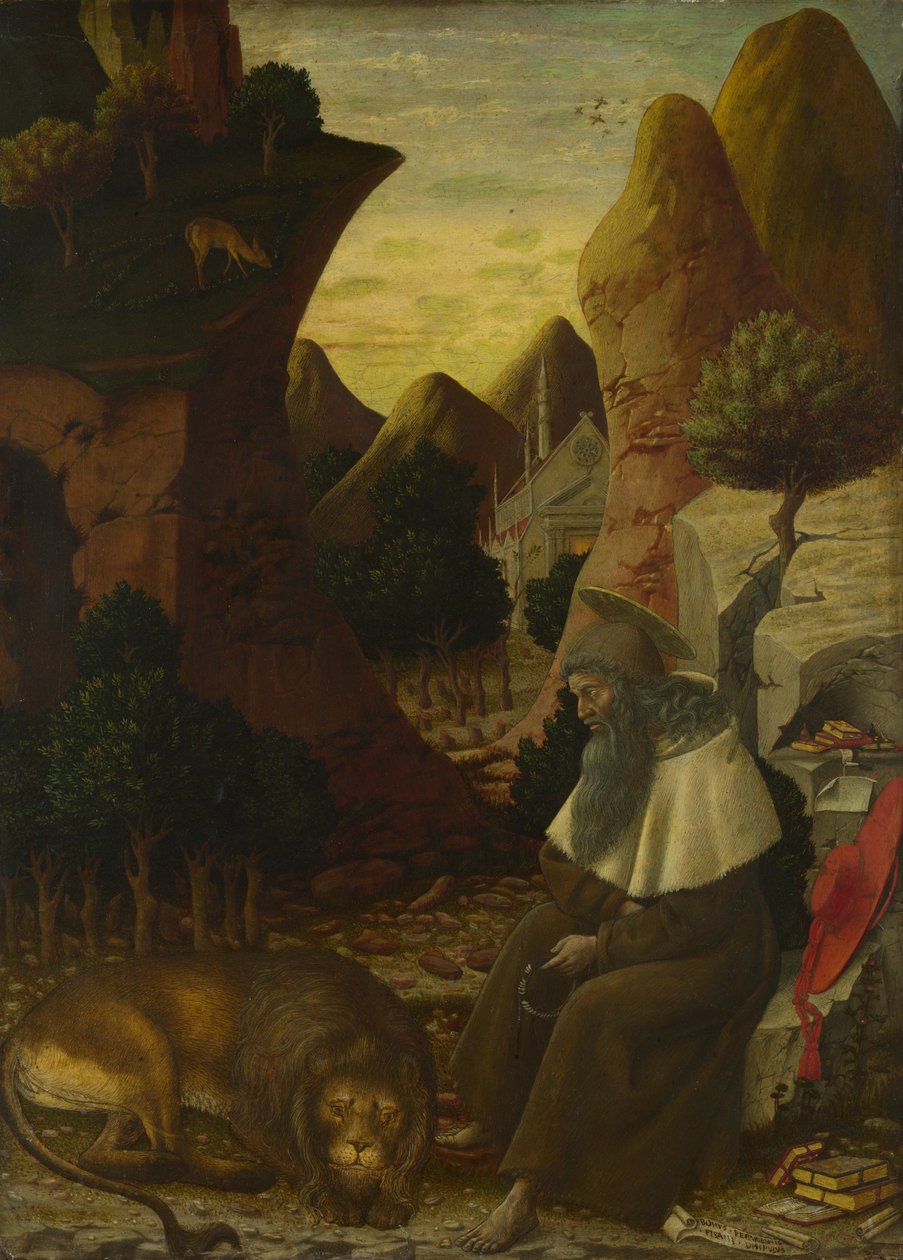 Saint Hieronymus i et landskap, ca. 1440 av Bono da Ferrara
