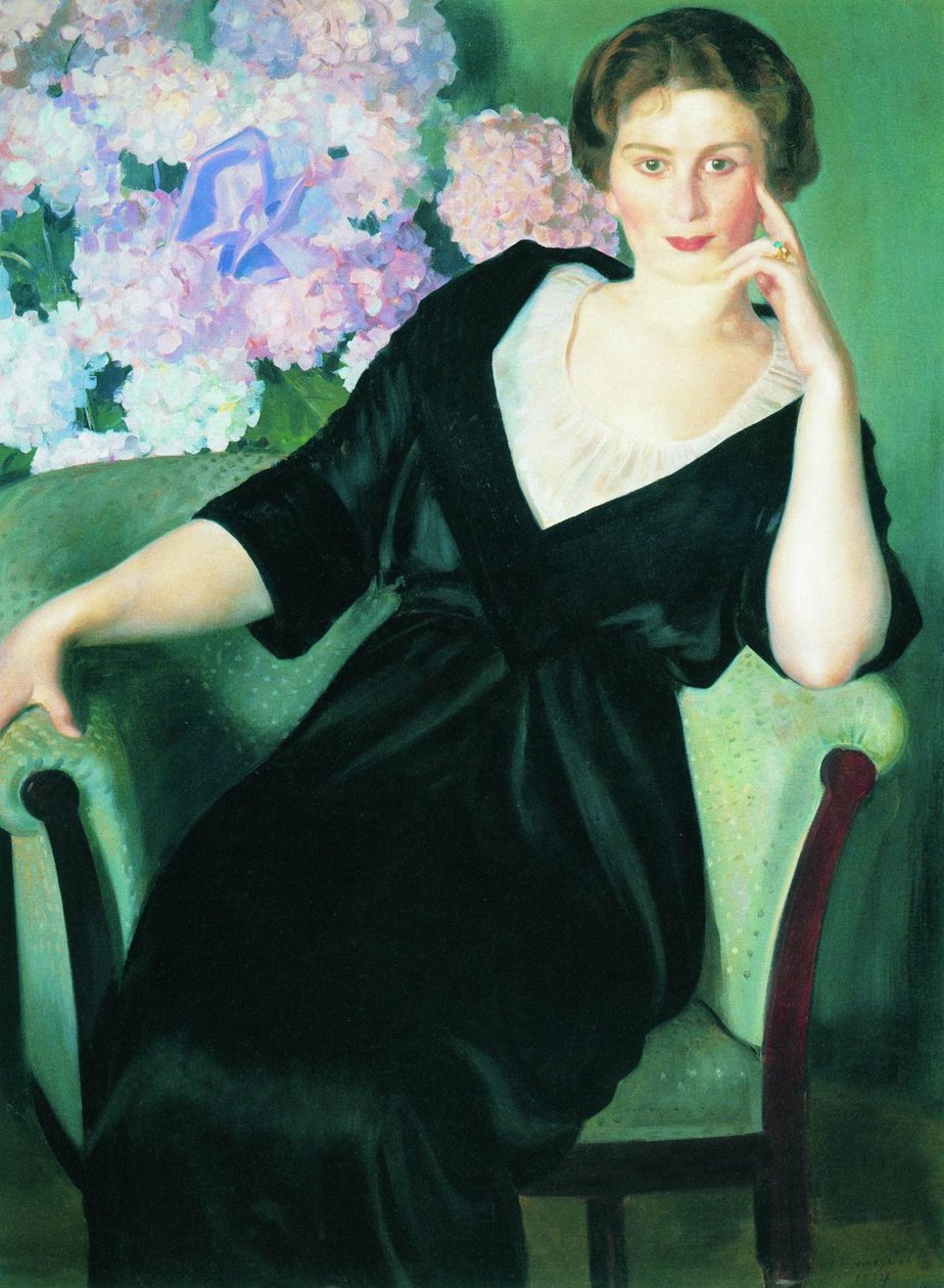 .. nPortrett av Renee Notgaft av Boris Mikhailovich Kustodiev