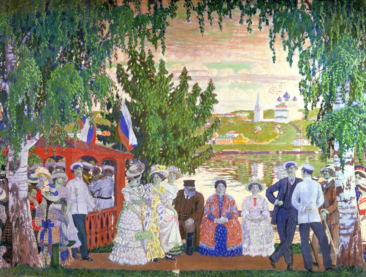 Festlig samling, 1910 av Boris Mikhailovich Kustodiev