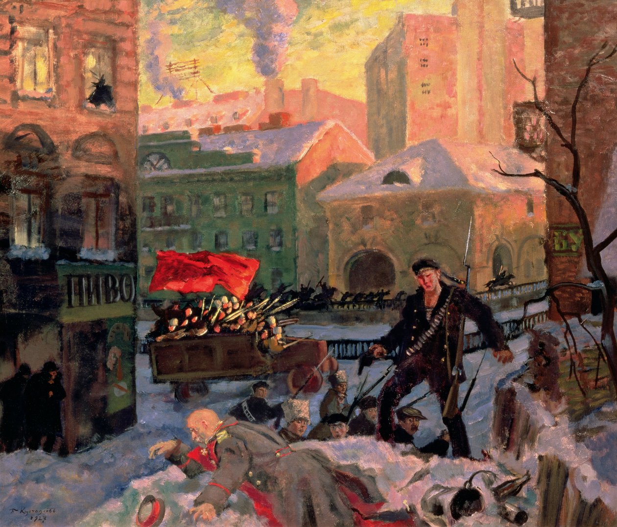 oktober 1917 i Petrograd av Boris Mikhailovich Kustodiev