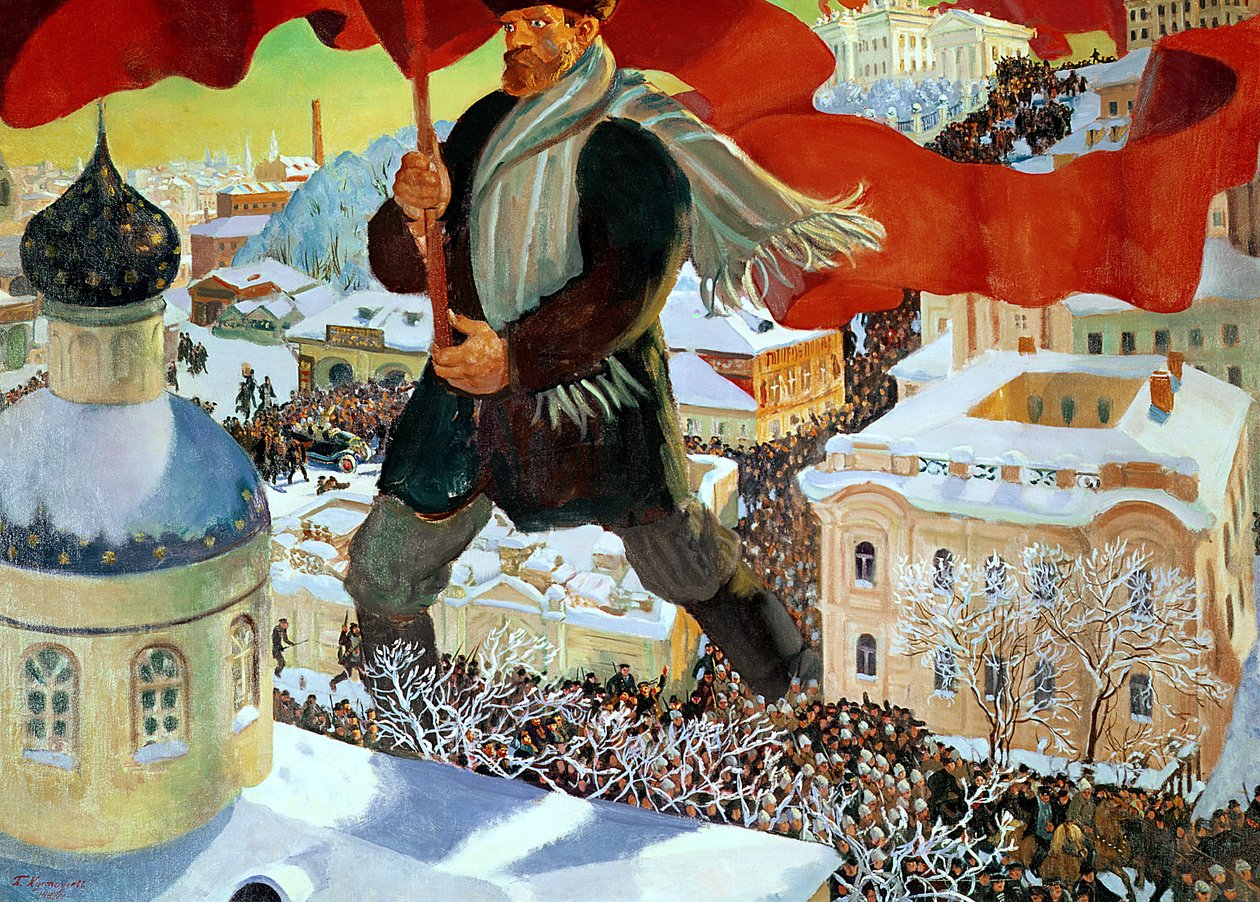 Bolsjevik, 1920 av Boris Mikhailovich Kustodiev