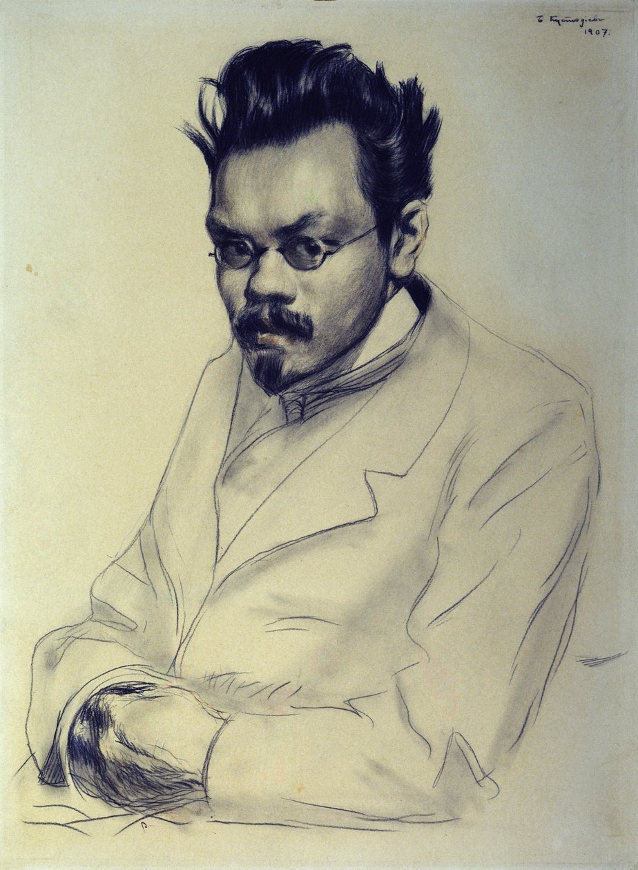 Portrett av Alexei M. Remizov, 1907 (kull og pastell på papir) av Boris Mikhailovich Kustodiev