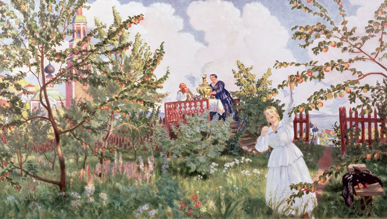 The Orchard, 1918 av Boris Mikhailovich Kustodiev