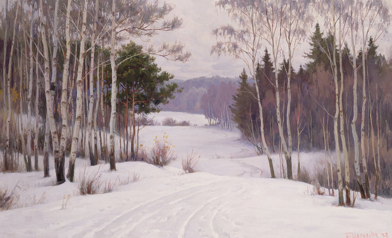 Woodland Trail om vinteren av Boris Walentinowitsch Scherkow